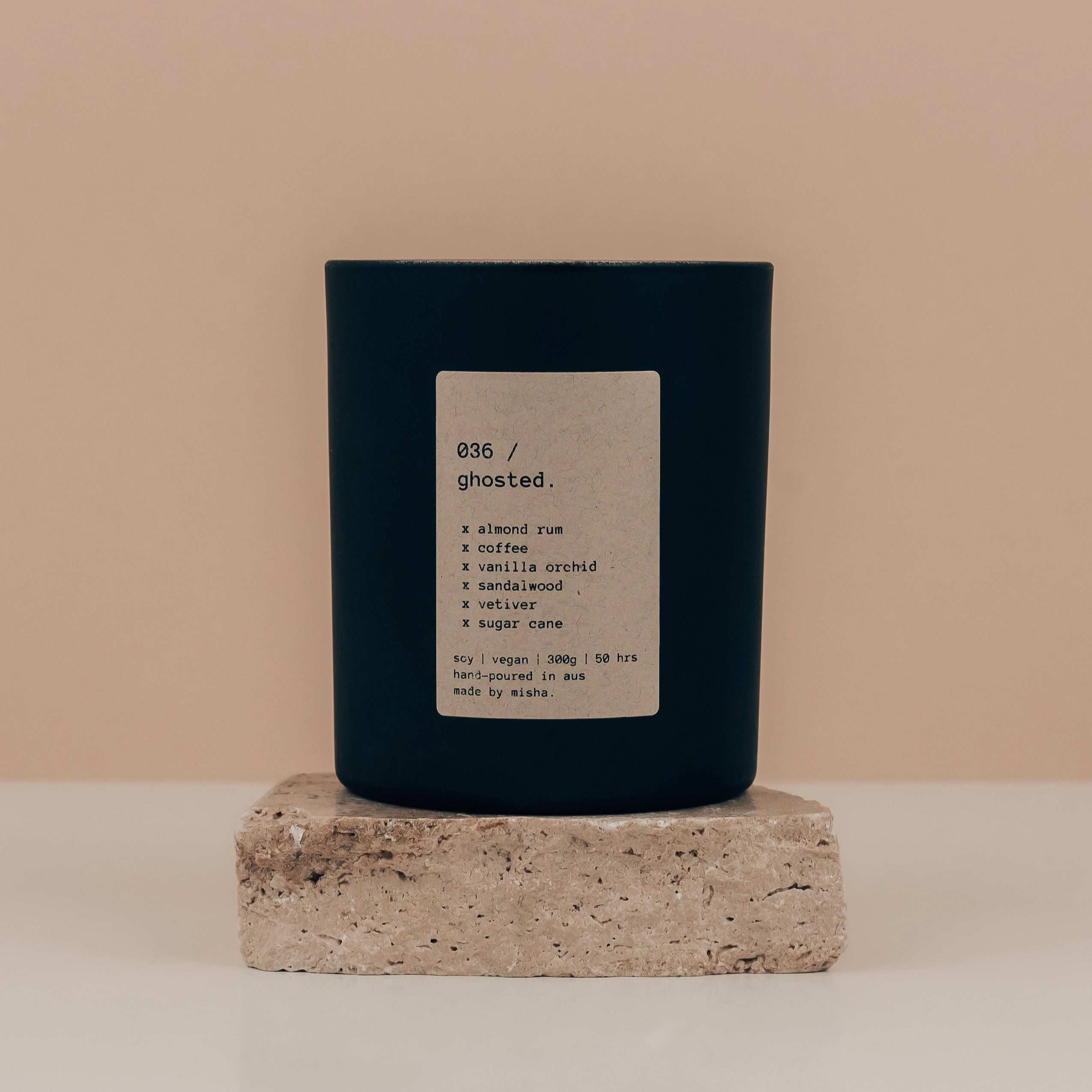 036 / ghosted. (almond rum, coffee, vanilla orchid, sandalwood, vetiver, sugar cane)