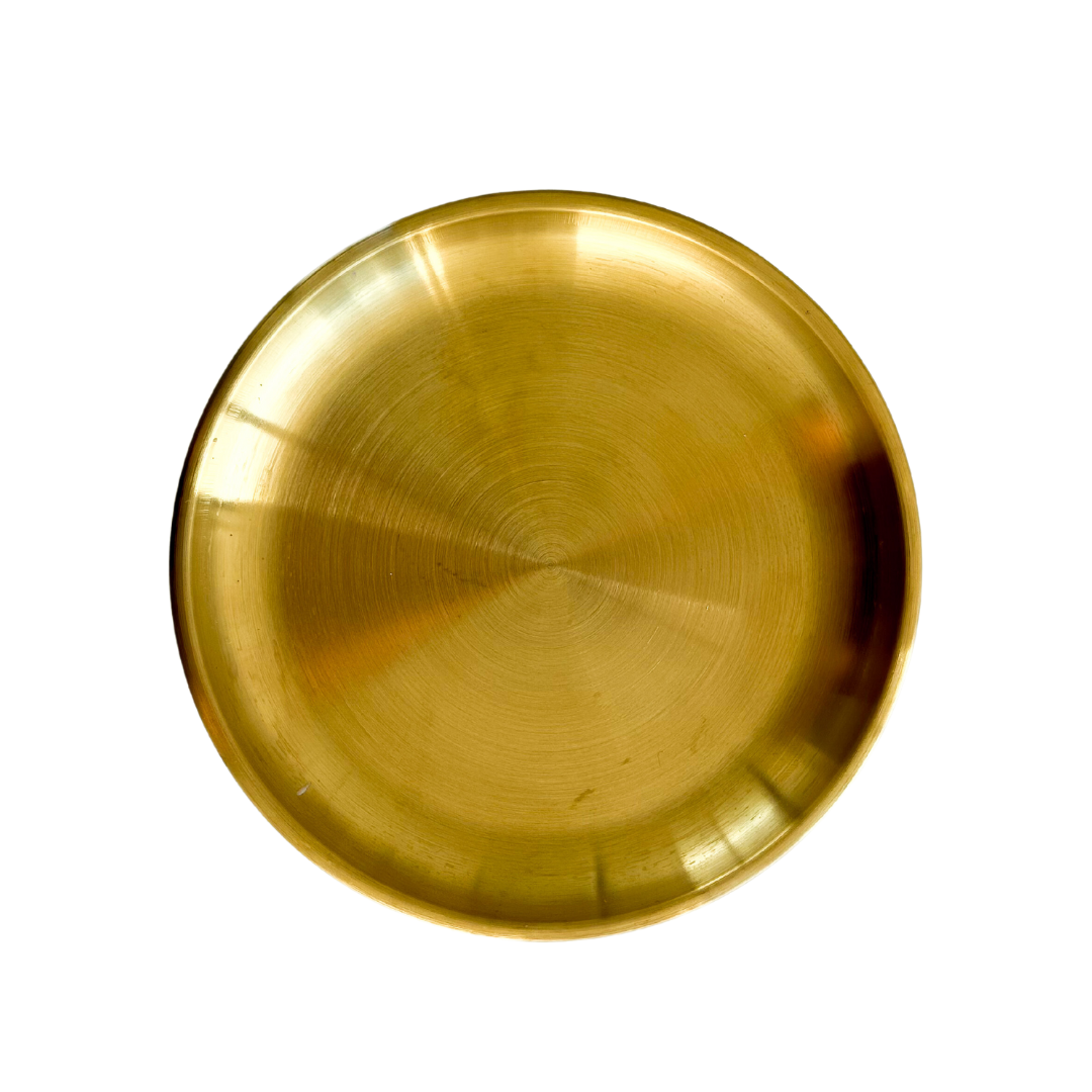 gold dish - round.
