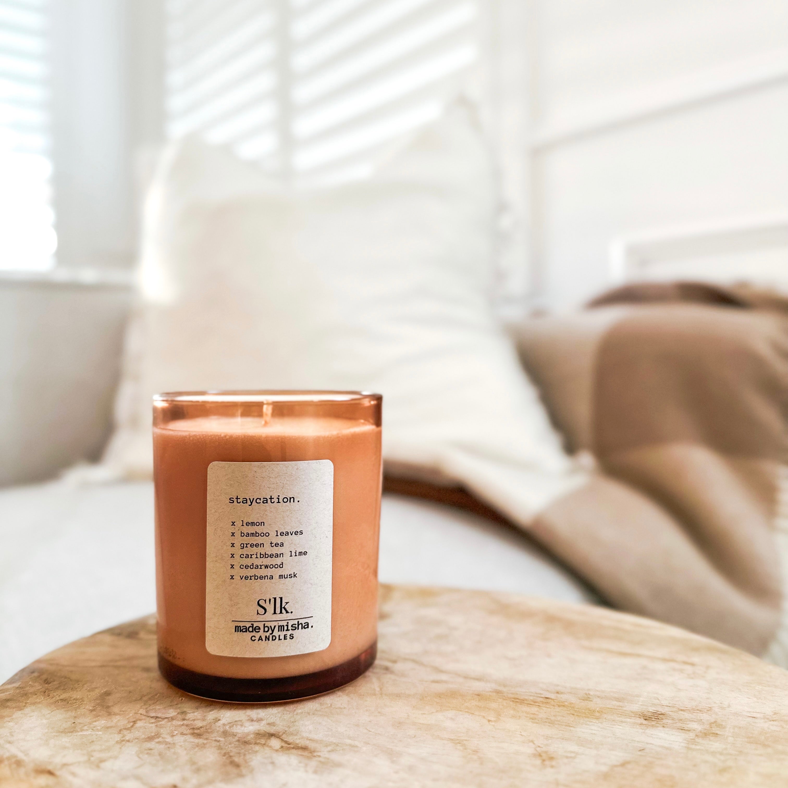 staycation. (lemon, bamboo leaves, green tea, Caribbean lime, cedarwood)